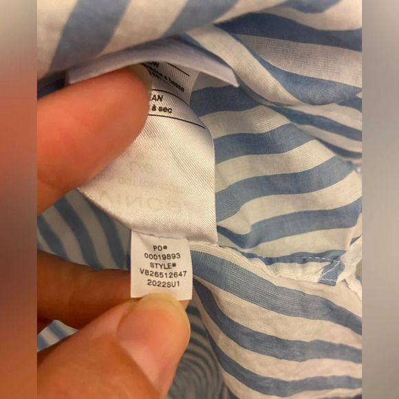 Vince Oversized Striped Long Sleeve Shirt Riviera Blue White Size Large - Picture 7 of 7